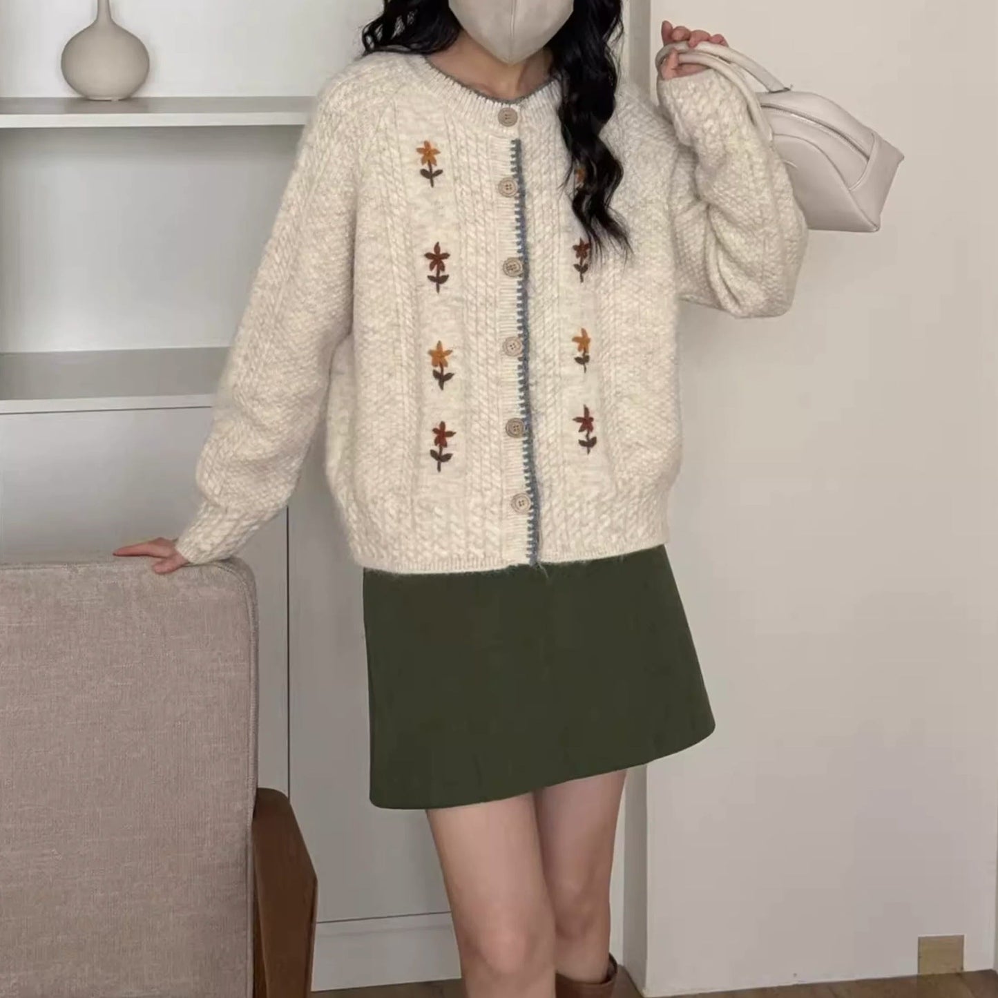 Street-Wave Womens Cardigan With Floral Embroidery And Premium Button Details For Women