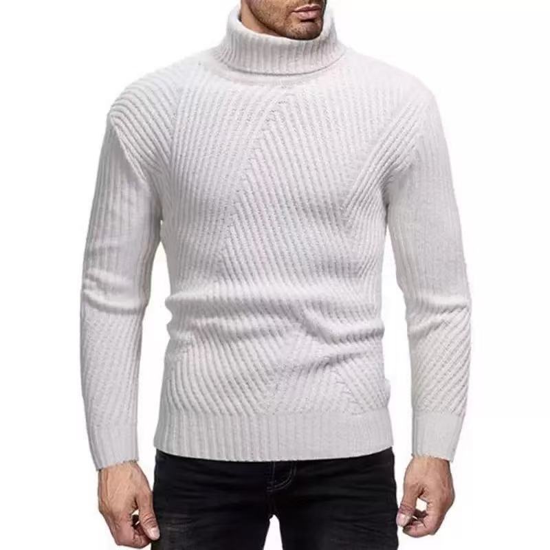 Street-Wave Mens Ribbed Turtleneck Sweater - Cozy Modern Knit for Style Minded Men