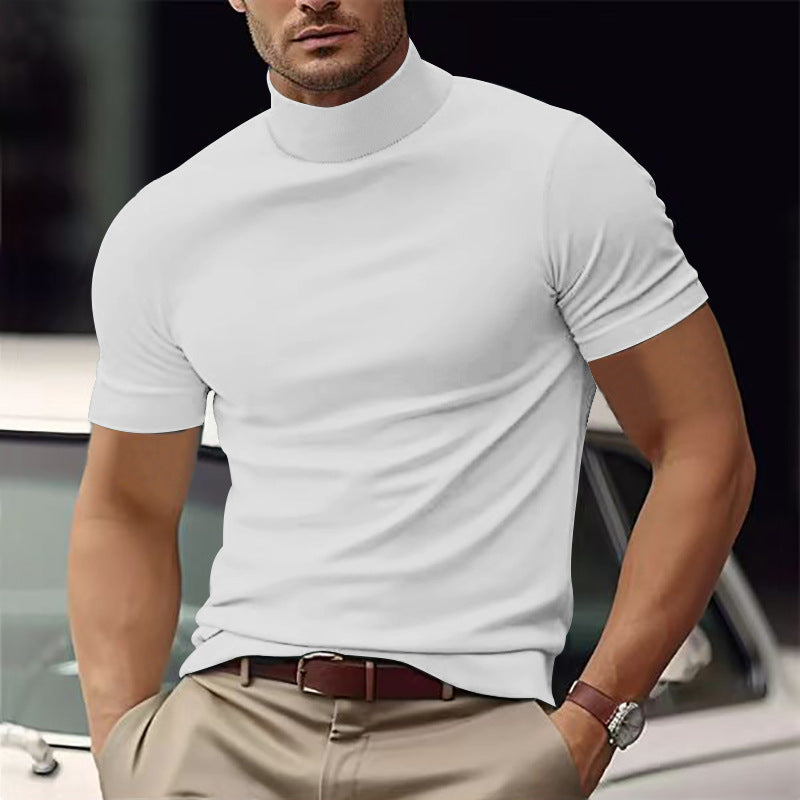 Street-Wave Mens Short Sleeve Turtleneck Tshirt Breathable Cotton Comfort For Everyday Casual Wear