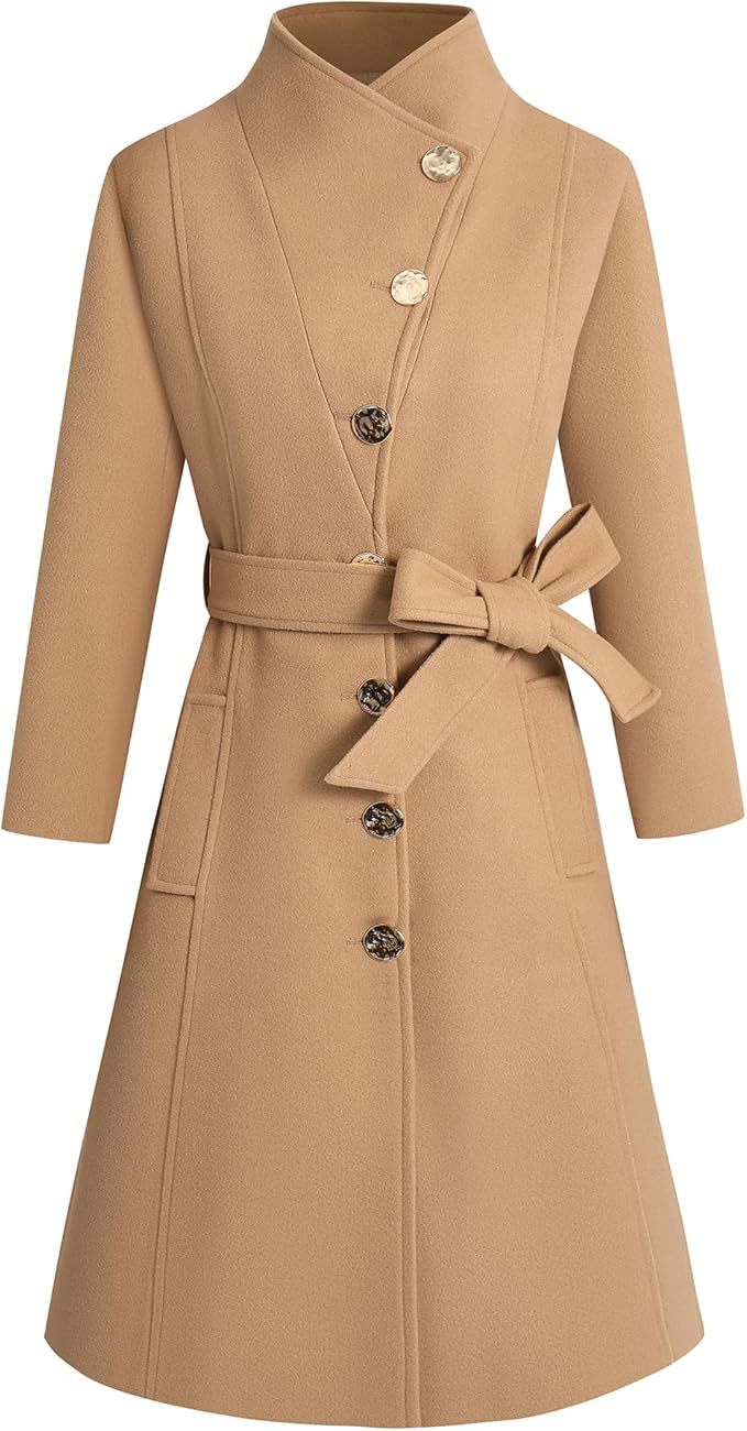 Street-Wave Women's Wrap Coat With Bold Collar And Tie Belt For Cozy Elegant Winter Outerwear