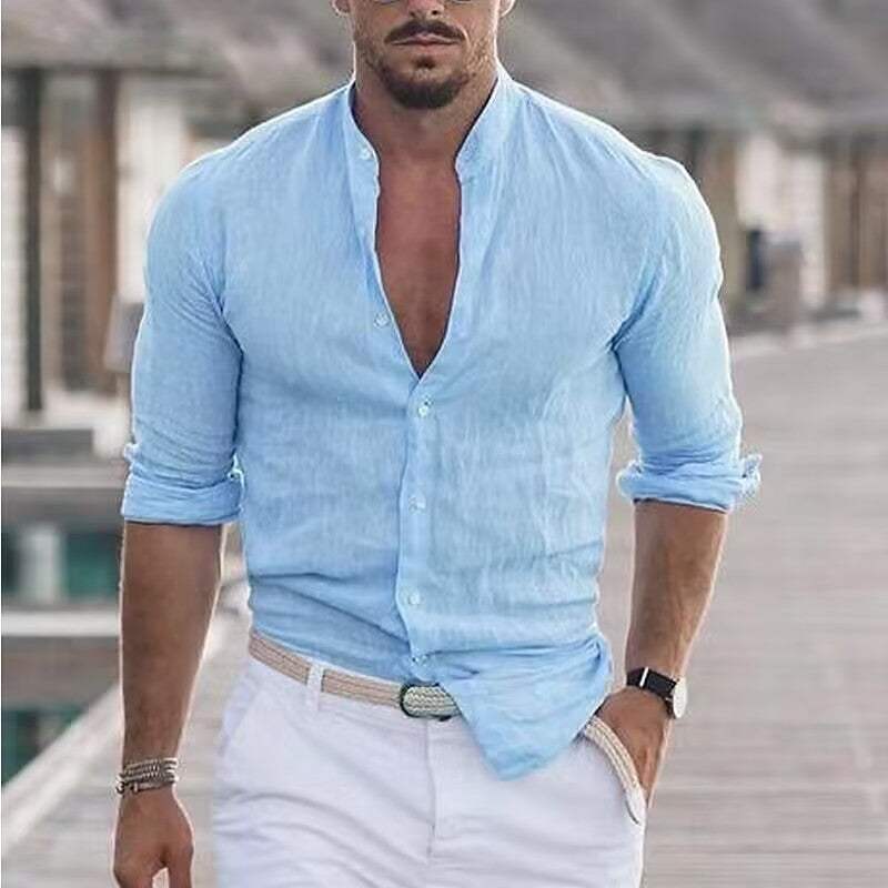 Street-wave Mens Lightweight Long Sleeve Shirt For Office And Casual Wear Versatile Comfort