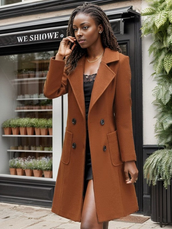 Womens Wool Coat By Streetwave Double Breasted Elegant Warm Wool Blend Timeless Coat For Women