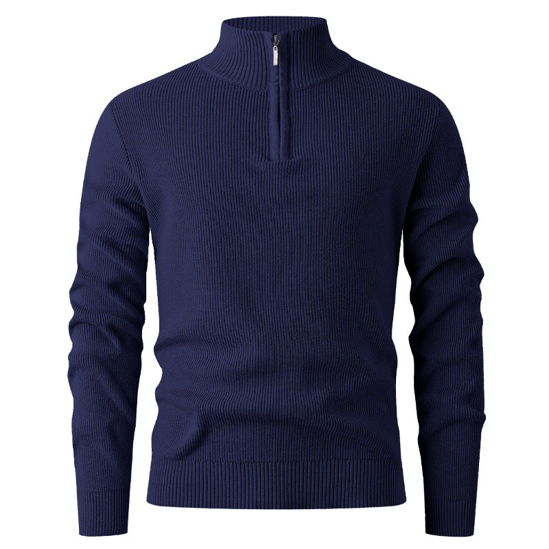Streetwave Mens Knit Pullover With Zip Stand Collar Premium Warmth And Versatile Everyday Wear