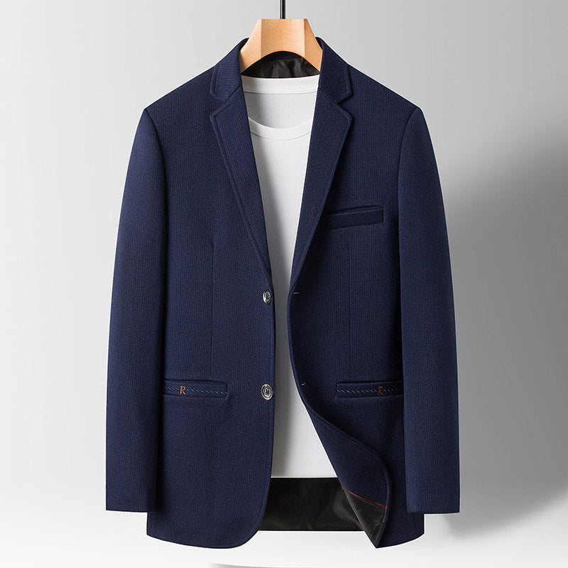 Men's Woven Blend Blazer With Tailored Fit Notched Lapel Hip Length Street-Wave Fall Collection