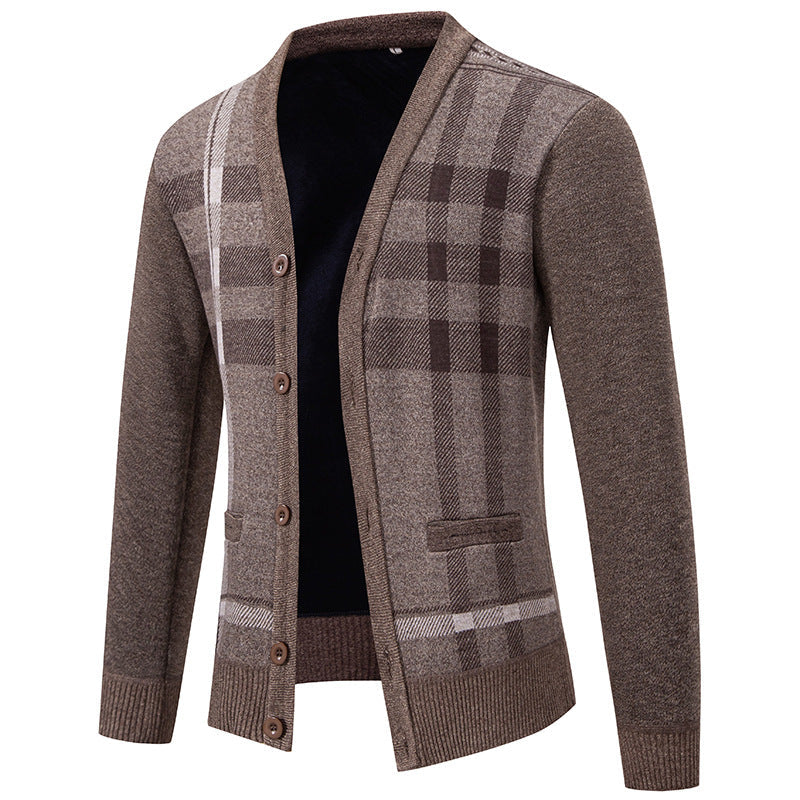 Men's Plaid Cardigan Street Wave Soft Knit With Button Closure For Comfortable Everyday Wear
