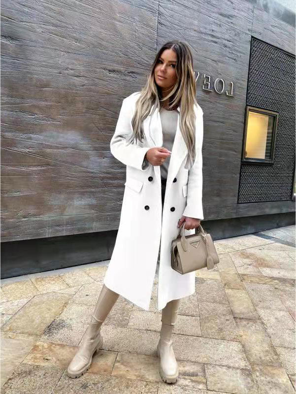 Street-wave Double Breasted Wool Coat For Women Elegant Timeless Versatile High Quality Wool
