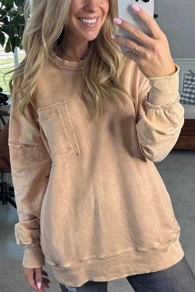 Street-Wave Women Oversized Sweatshirt With Ruched Details Soft Cotton Blend Comfort