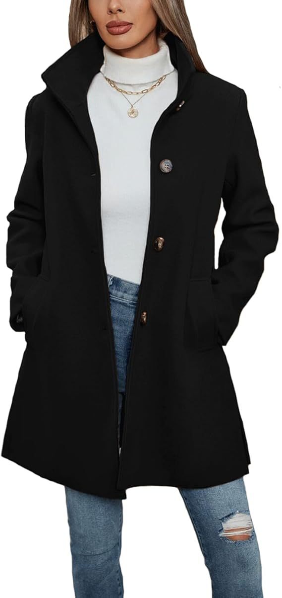 Street-Wave Womens Wool Coat With High Collar And Practical Pockets Designed For Women