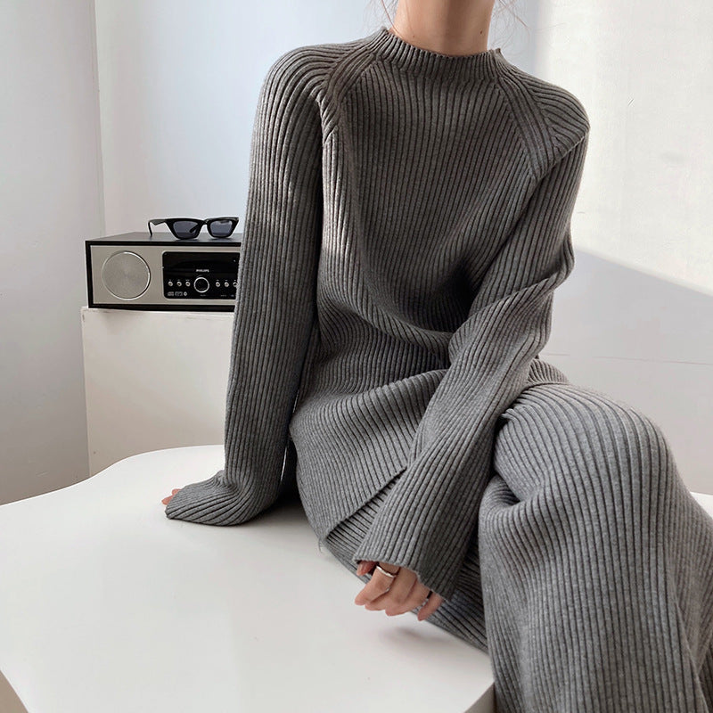 Street-wave Cozy Women Ribbed Knit Set for Lounge and Everyday Comfort With Soft Warmth