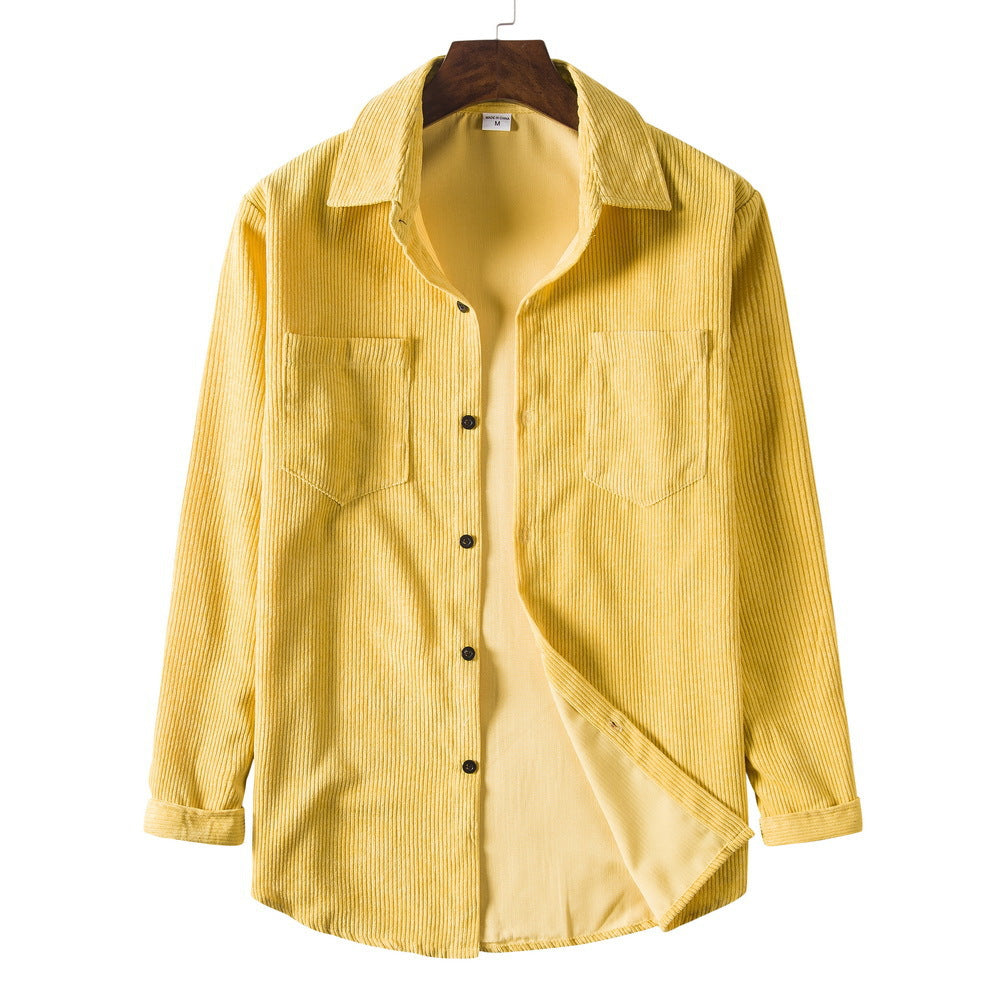 Street Wave Mens Corduroy Shirt With Button Down Collar And Two Chest Pockets Soft Cozy Everyday Casual Fit