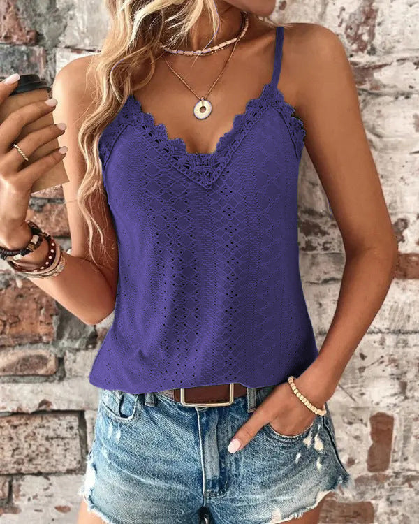 Street Wave Lace Cami Top For Women Elegant Scalloped Neckline Lightweight Breathable Summer Essential