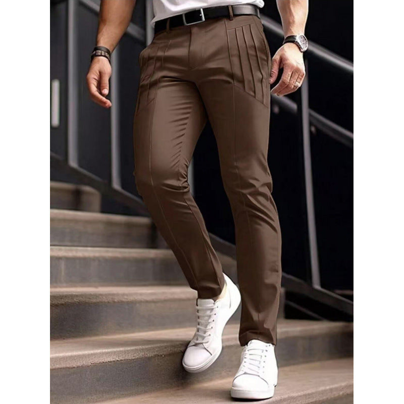 Streetwave Slim Fit Pleated Dress Pants For Men Elegant Everyday Workwear And Formal Trousers