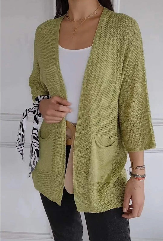 Street-Wave Women Open Front Casual Cardigan With Pockets, Effortless Chic Comfort For Everyday Wear