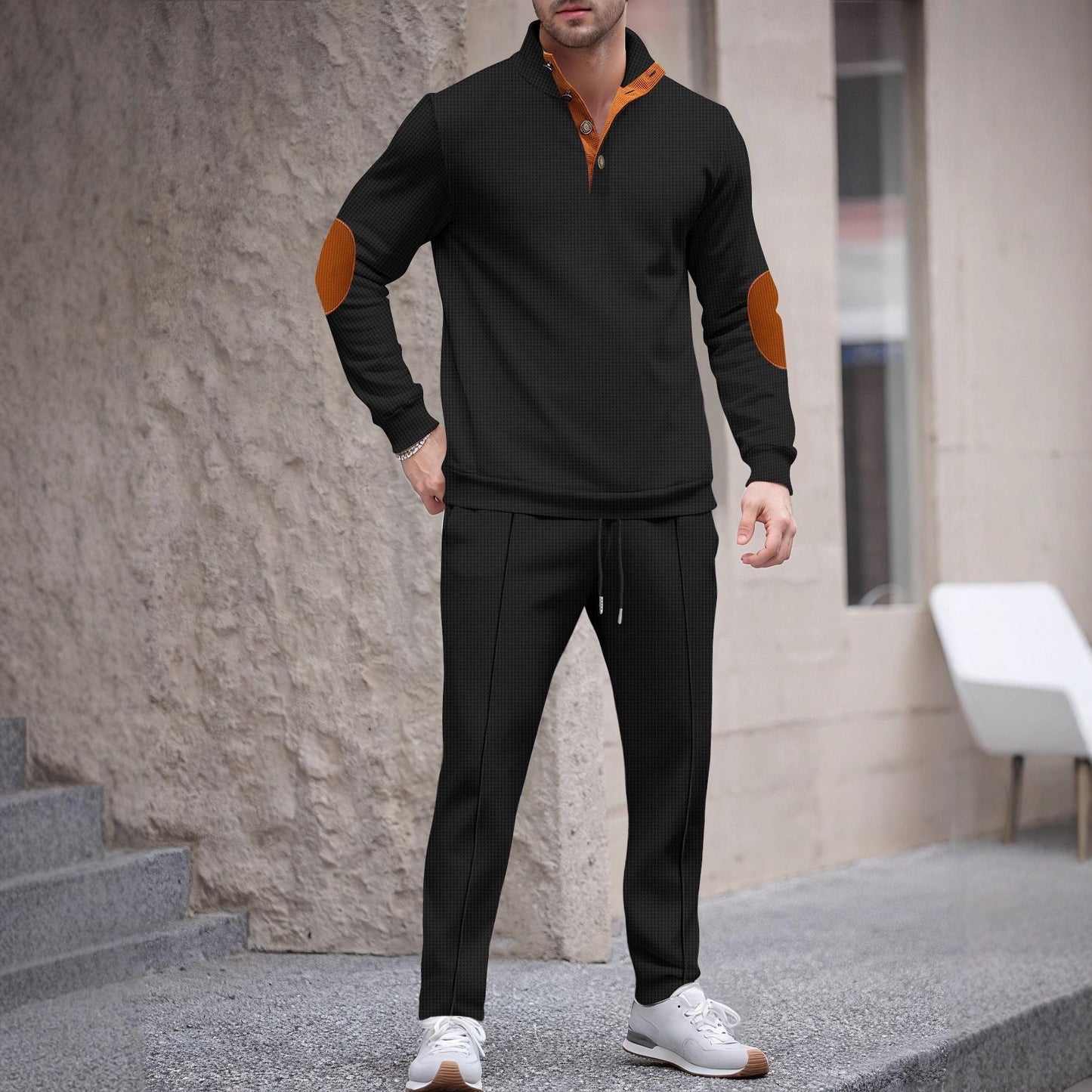 Mens Tracksuit Street-wave Modern Cut With Elegant Contrast Details For Active Men