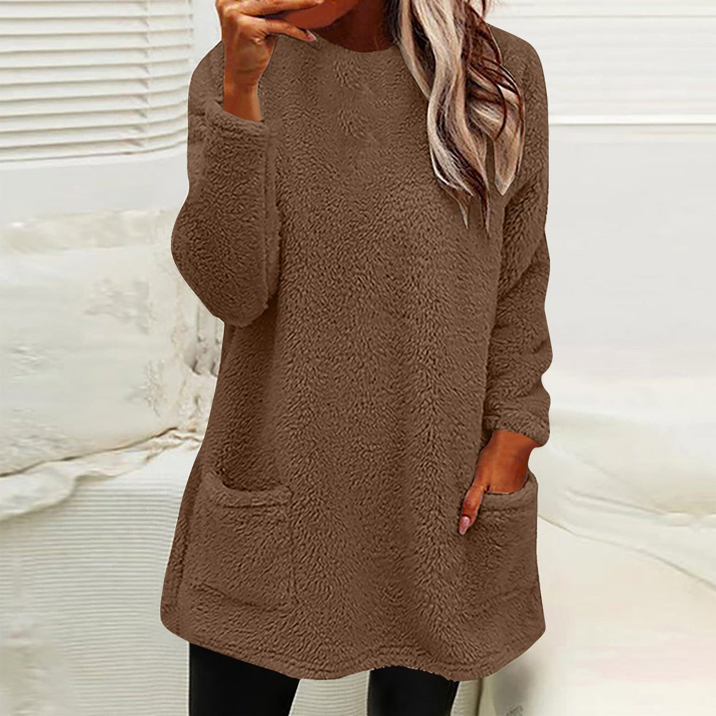 Streetwave Women Cozy Fleece Pullover With Pockets Loose Fit For Casual Comfort Everyday