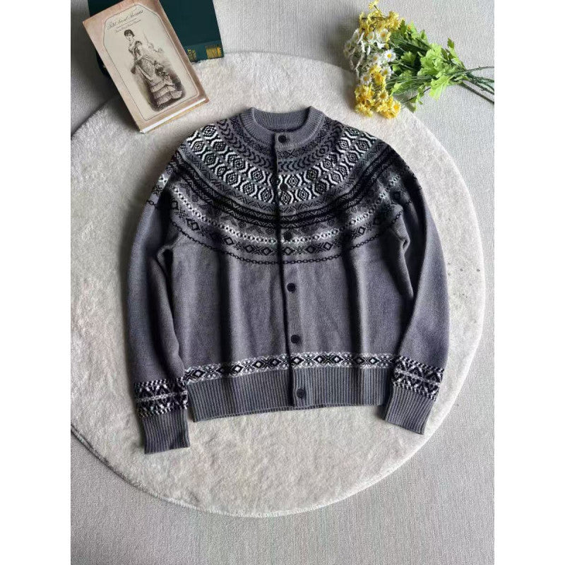 Street-Wave Women's Nordic Knit Cardigan Wool Blend for Warmth and Cozy Everyday Style