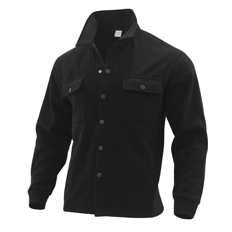 Streetwave Men's Casual Shirt Jacket With Practical Pockets And Modern Stand Collar