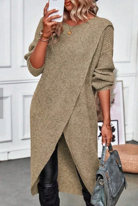 Street-Wave Cozy Knit Sweater Dress For Women Effortless Chic Winter Wardrobe Comfort