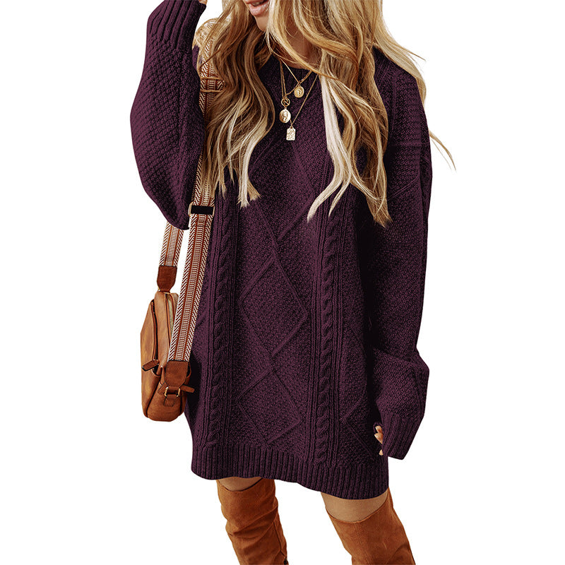 Streetwave Plus Size Cozy Oversized Knit Sweater Dress For Women Warm Winter Chic