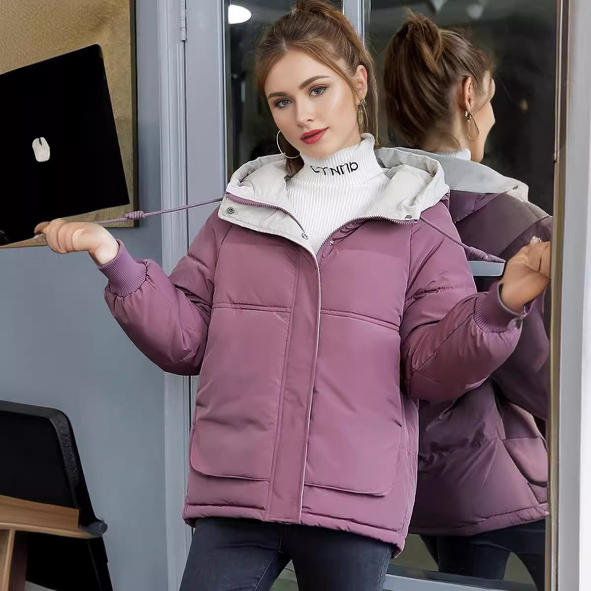 Streetwave Women's Puffer Jacket With Detachable Hood For Cozy All Season Comfort