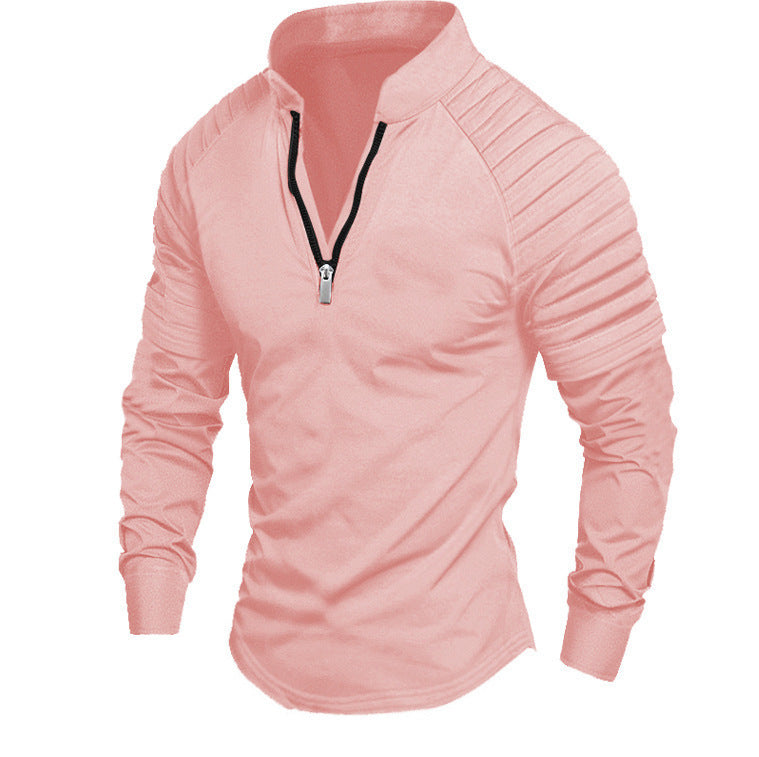 Street Wave Men's Training Shirt With High Collar Zip For Breathable Comfort And Active Performance
