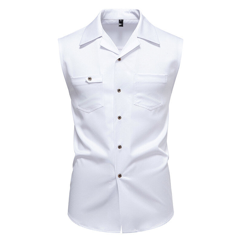Mens Sleeveless Business Shirt Breathable All Day Comfort Street-Wave For Office Professionals