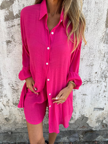 Street-wave Women's Long Button-Front Blouse With Relaxed Fit For Everyday Style