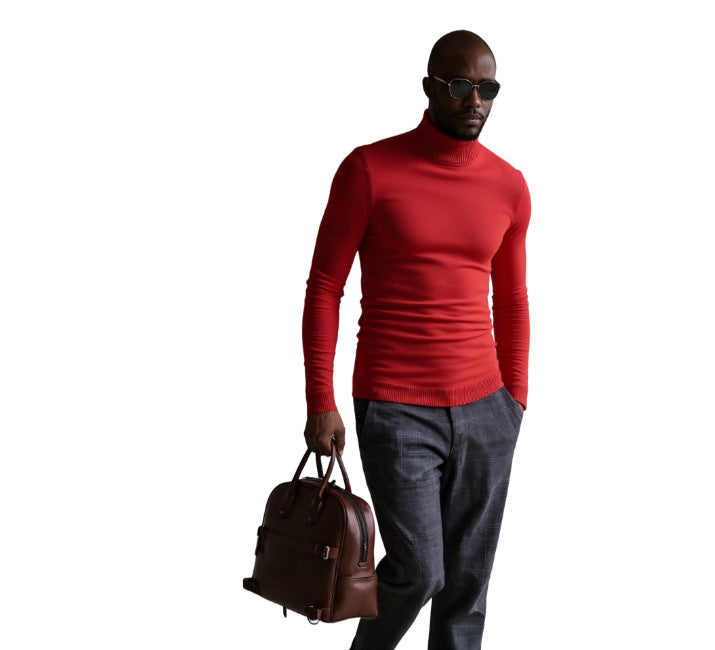 Street-wave Men's Turtleneck Sweater With Fine Knit Texture