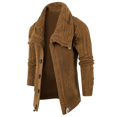 Street-wave Men's Shawl Collar Cardigan With Wooden Buttons For Premium Comfort And Style