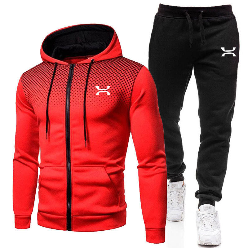 Street-wave Men's Breathable Hoodie Tracksuit with Comfortable Joggers for Active Athletes