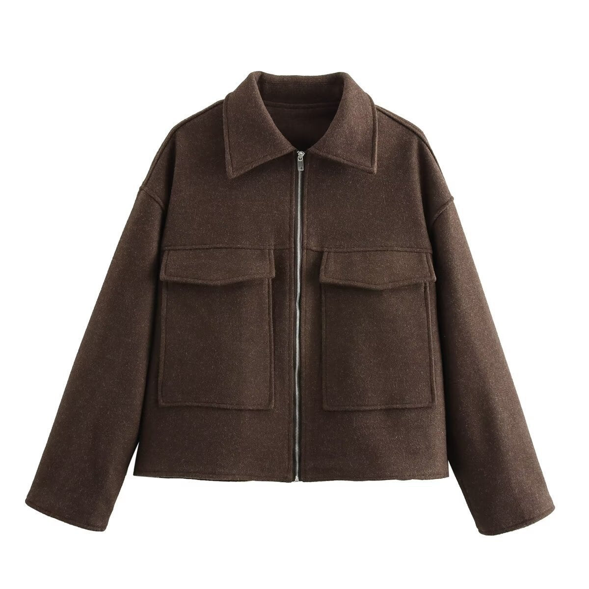 Street-wave Women's Casual Zip Jacket With Front Patch Pockets For Everyday Comfort