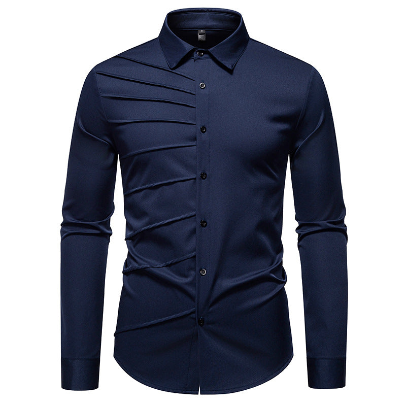 Street-wave Mens Long Sleeve Shirt With Structured Design For Formal And Casual Wear