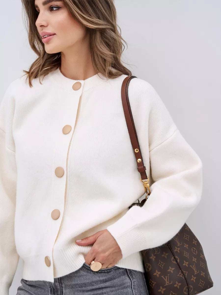 Street-wave Women Knit Sweater Cardigan Soft Cozy Knitwear For Transitional Weather