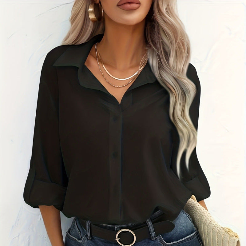 Street Wave Breathable Cotton Blouse For Women With Elegant Long Sleeves Everyday Wear