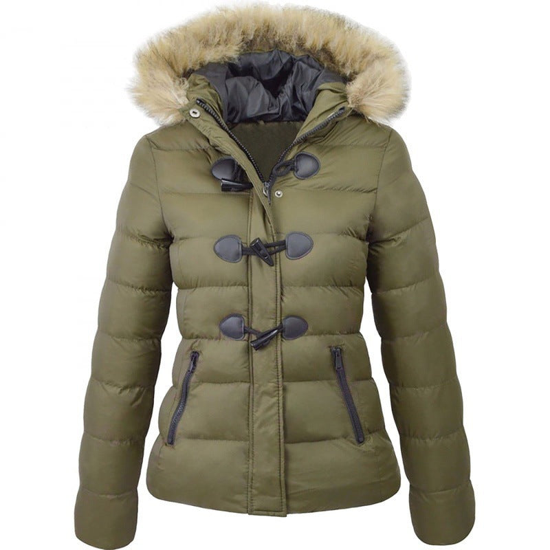Winter Safety Puffer Jacket For Women By Street-Wave With Detachable Hood And Faux Fur Trim