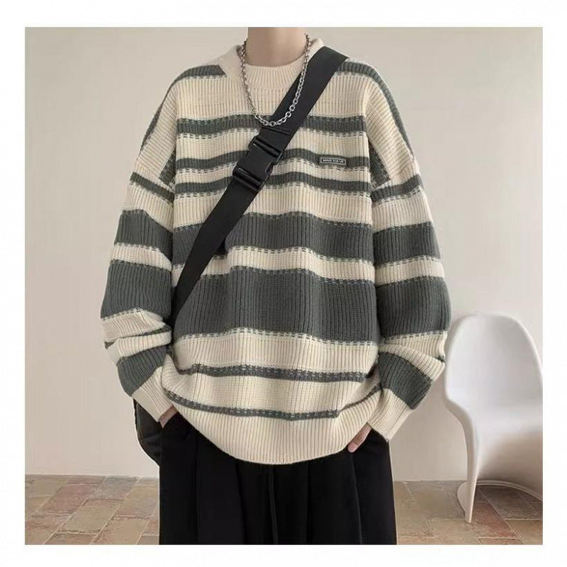 Street-wave Women Oversized Striped Knit Pullover For Casual Comfort And Everyday Style