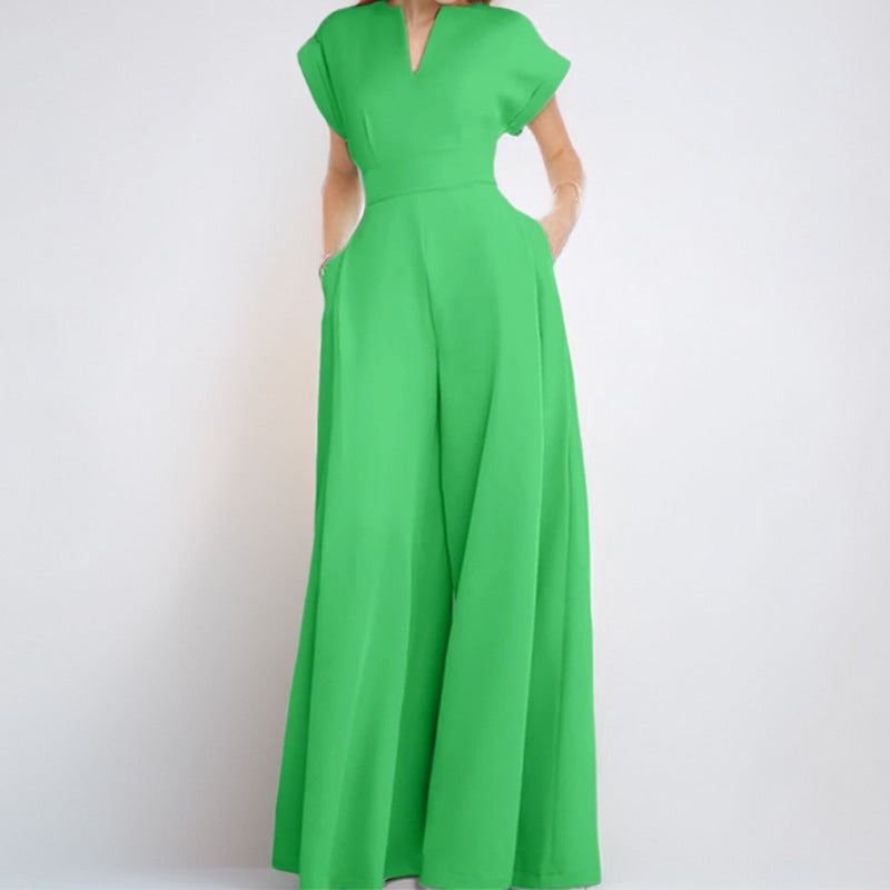 Nordic-Flair Women's Jumpsuit Loose Fit V-Neck Pockets