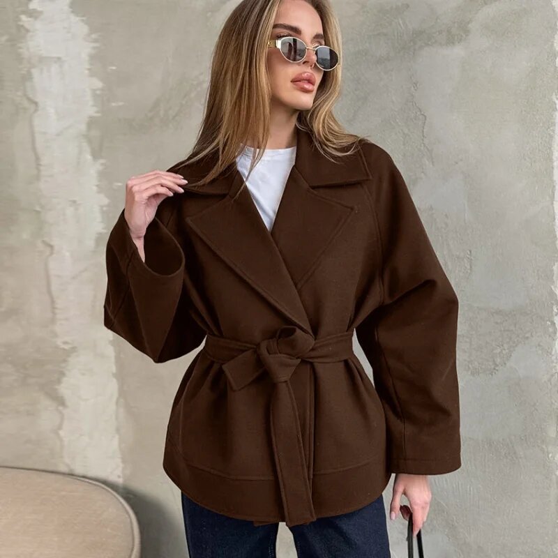 Street-Wave Womens Wrap Jacket In HighQuality Soft Material With Tailored Belt For A Flattering Silhouette
