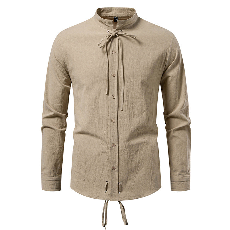 Street-wave Mens Long Sleeve Shirt With Modern Drawstring For Fashionable Men Seeking Comfort