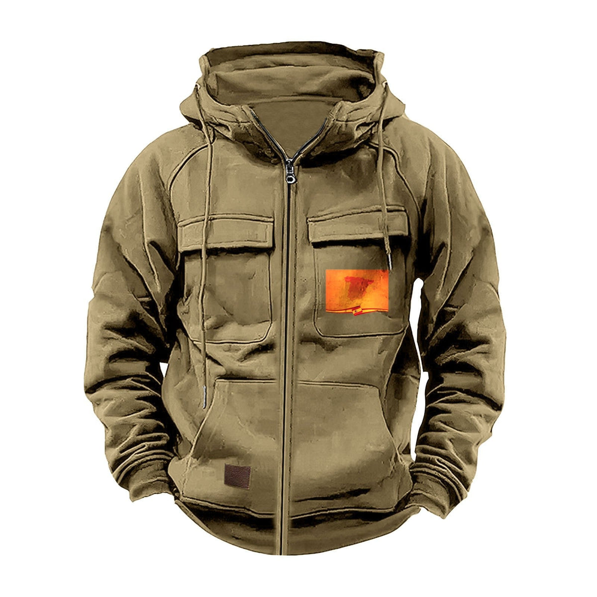 Street-wave Mens Multifunctional Hooded Jacket With Practical Pockets All-Season