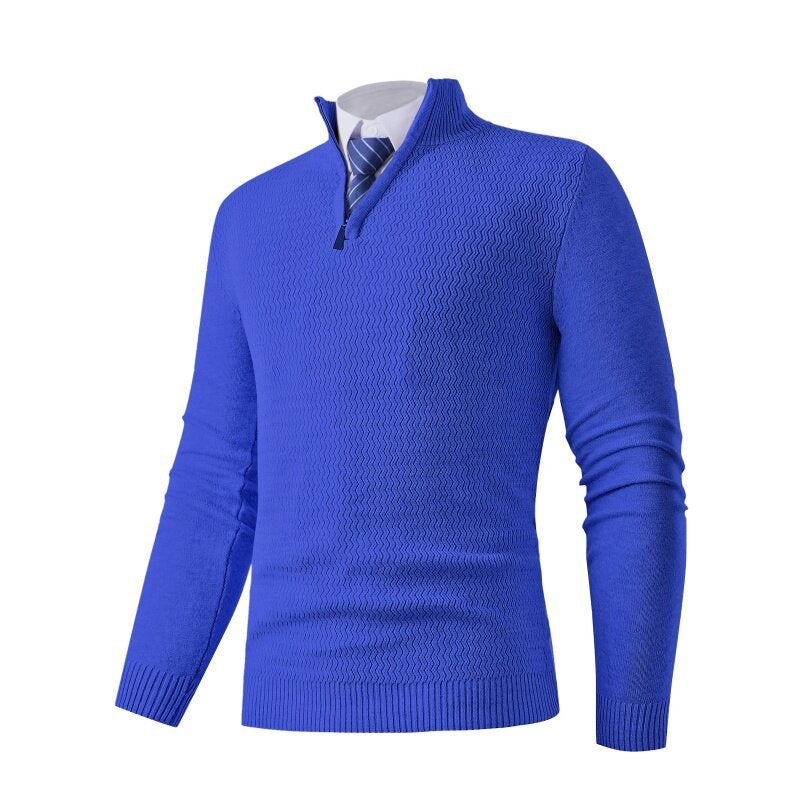 Street-wave Men's Knit Pullover With Stand Collar Textured Design Soft Comfort All Season