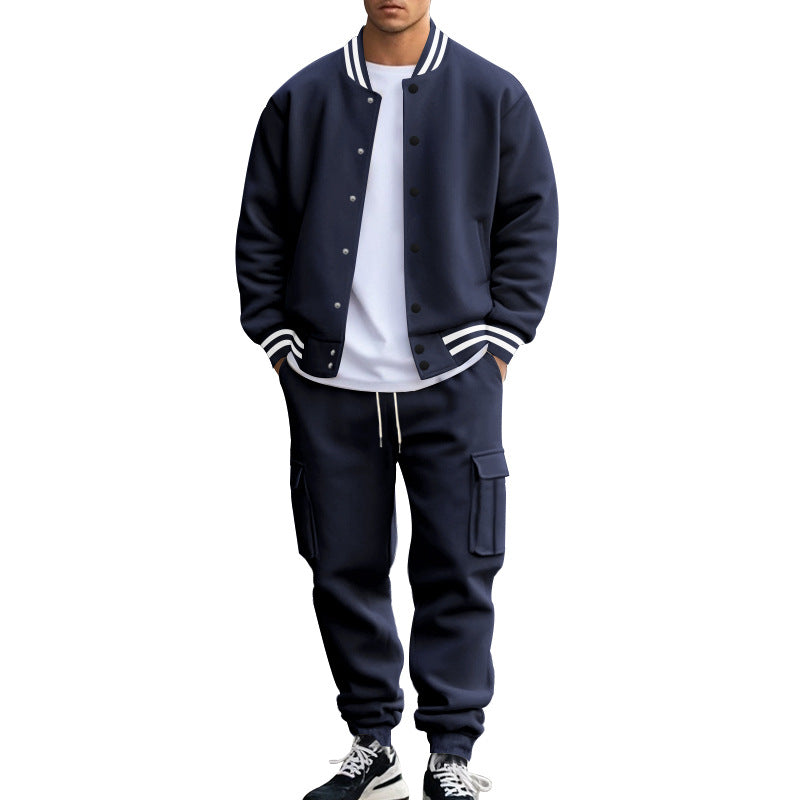 Street-Wave Men's Casual Sports Suit With Practical Pockets And Elastic Waistband For Relaxed Everyday Comfort