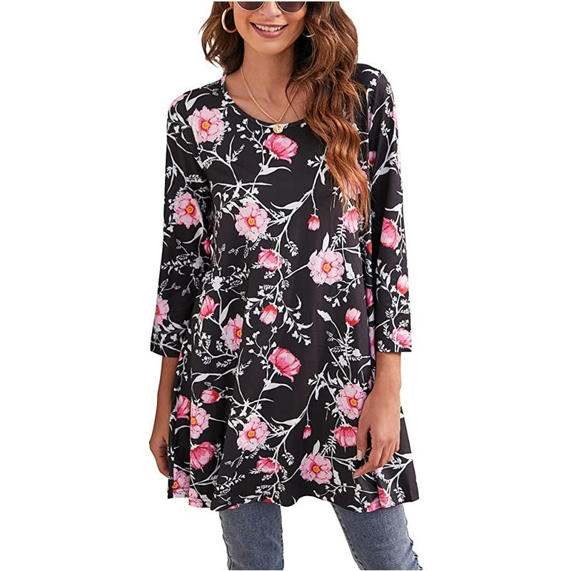 Street Wave Mandala Print Tunic For Women Comfortable Boho Everyday Top With Unique Mandala Design