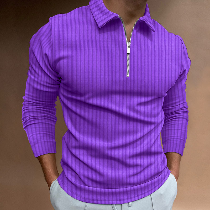 Streetwave Mens Zip Polo Shirt With Stripes Modern Comfortable Polo For Fashion Forward Men