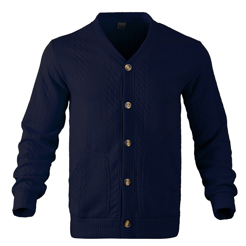 Street-Wave Men's Knit Cardigan With Premium Textured Pattern And Modern Buttons For Men