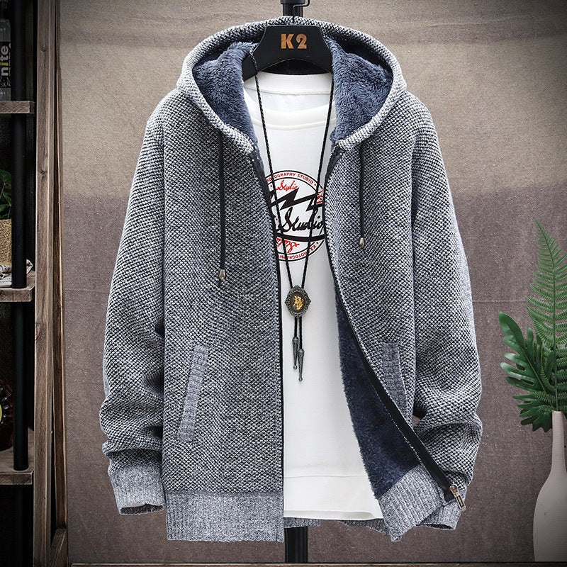Street-wave Mens Cozy Fleece-Lined Hooded Jacket For Stylish Comfort In Cool Weather