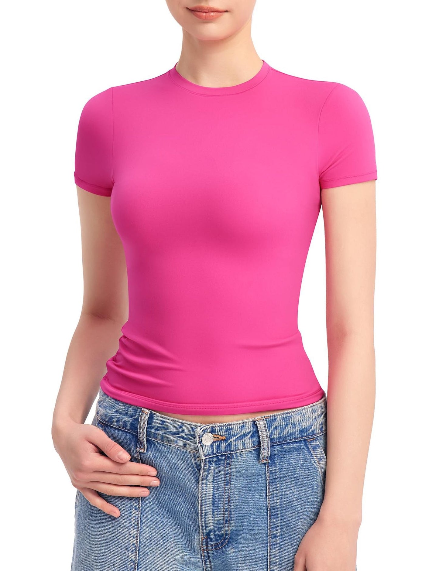 Street-wave Women's Figure Hugging T Shirt With Elastic Stretch Flattering Fit For Everyday Wear