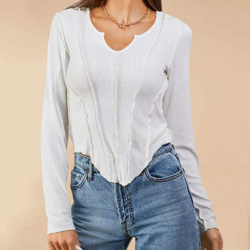 Streetwave Women's Long Sleeve Top With Modern Textured Pattern For Chic Everyday Style