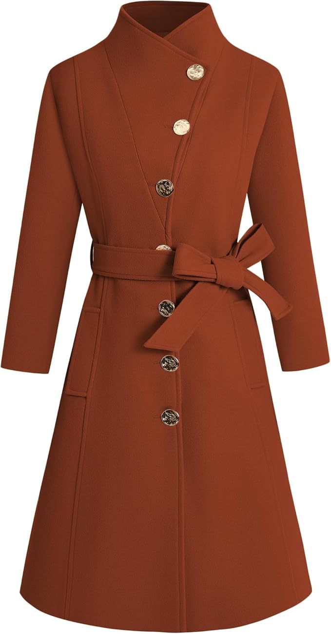 Street-Wave Women's Wrap Coat With Bold Collar And Tie Belt For Cozy Elegant Winter Outerwear