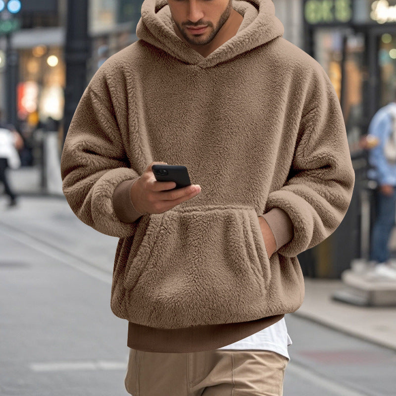 Street-Wave Men's Oversized Fleece Hoodie With Kangaroo Pocket For Cozy Everyday Comfort